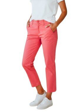 Vineyard Vines 0 Salmon Pink Mid Rise Cropped Relaxed Fit Cotton Chinos